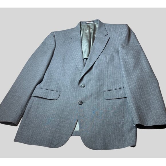 Stafford Mens Gray Pinstripe Suit Jacket Wool Blend Classic Tailored Fit Size 44 - Picture 2 of 11